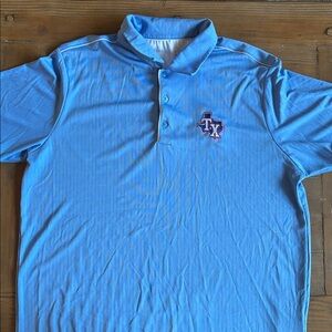 Light Blue Polo Shirt with Texas Rangers logo